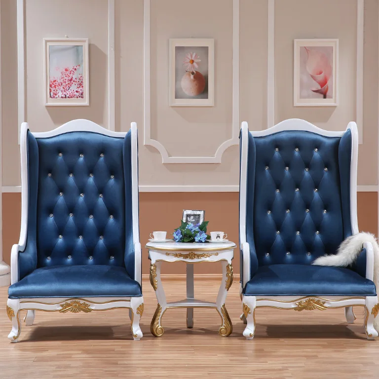 Classical luxury Hotel lobby sofa chair high wing back lobby throne chair