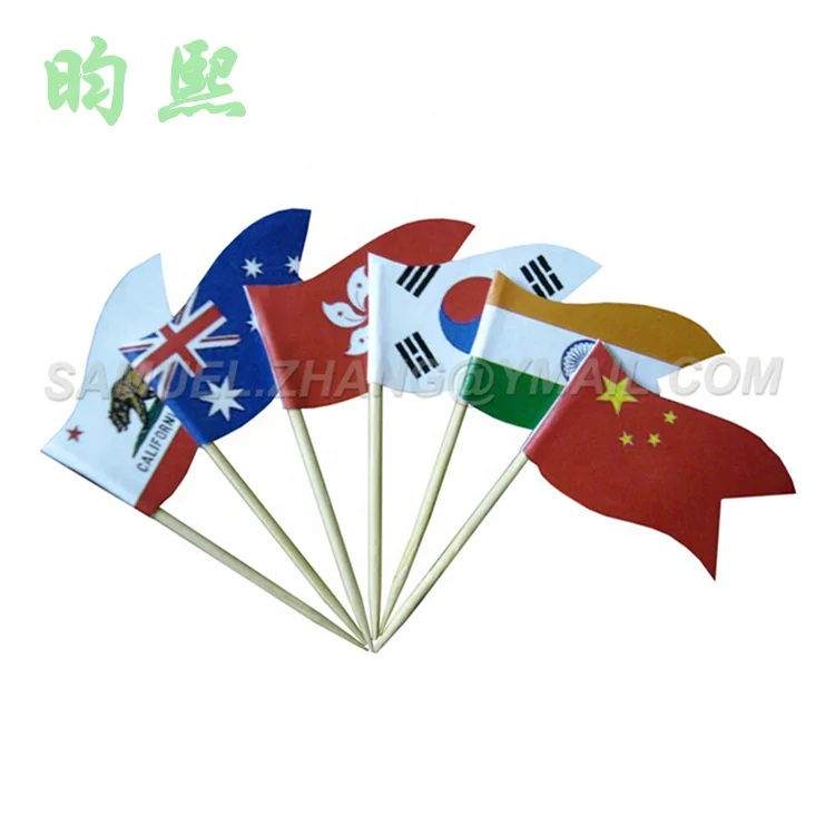 
F-D-A LFGB DGCCRF Approved Country Decorative Paper Flag Pick Flag Decoration 