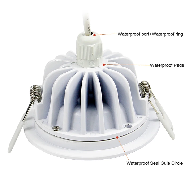 7w  LED Downlight AC 110V 220V IP65 Waterproof Bathroom LED Ceiling Spot Light