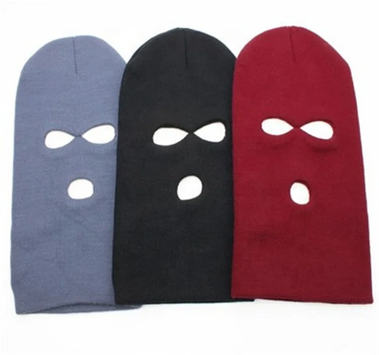 
Factory Wholesale Winter Acrylic Keep Warm 3 Hole Ski Face Mask Windproof Ear Balaclava Knitted Cap 