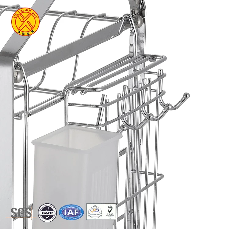 Morden multipurpose kitchen standing 2 layers dish drainer rack stainless steel