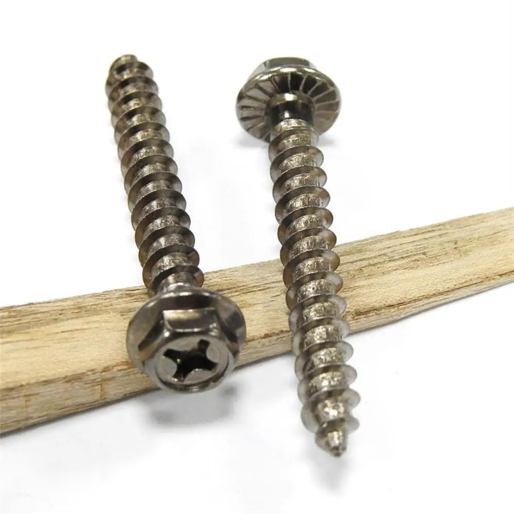 
Plating M7 Full Thread Hex Washer Cross Slot Head Carbon Steel Screw For Wood 