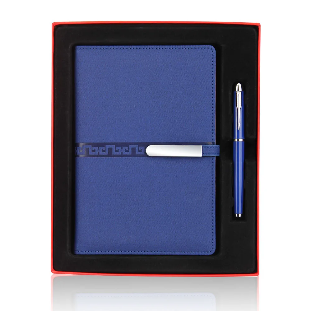 Custom A4 A5 A6 diary with 4000mah power bank notebook gift pen set with box