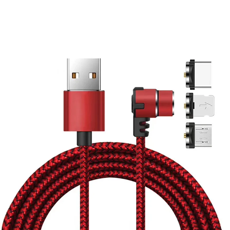 
Fashion design 90 degree braided nylon 3 in 1 cable usb magnetic for game 