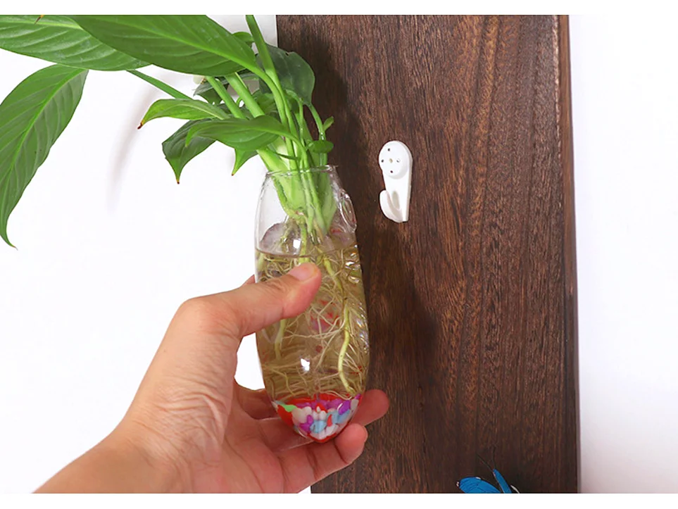 Домашний декор, настенная подвесная ручная выдувная зеленая стеклянная ваза для цветов