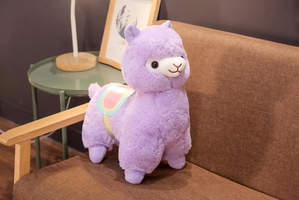 White Pink Purple Alpaca Plush Soft Toy Fluffy Plush Toy Llama Alpaca