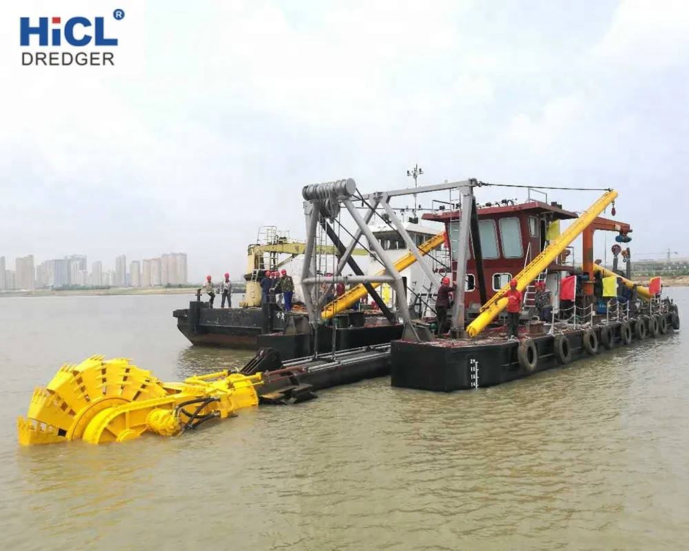 China dredger shipyard HICL HWB450 18inch 3000m3/h wheel bucket dredger/widely used dredger for sale