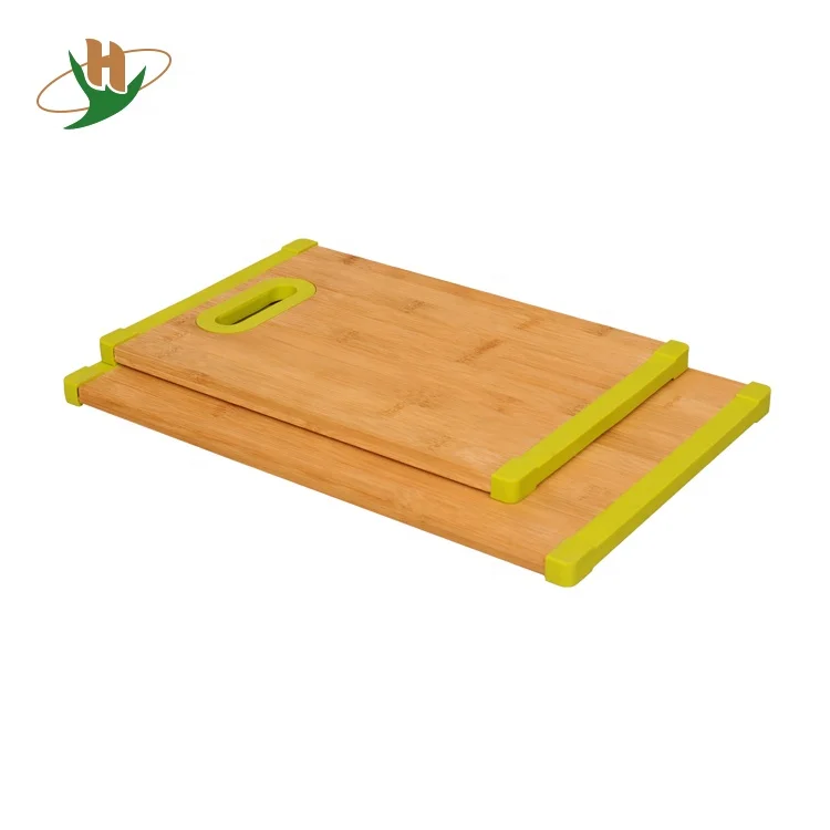 Premium organic kitchen wood bamboo cutting board with silicone non-slip corner pad