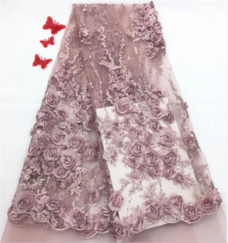 2018 модная 3d Вышивка Бисером кружевная ткань для женщин оптовая продажа