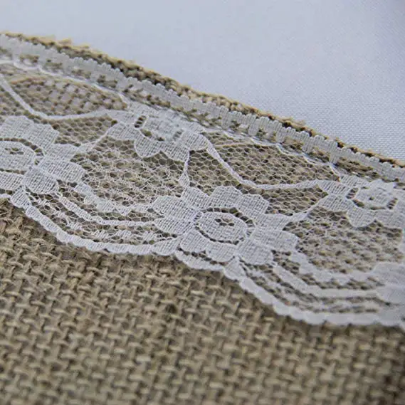 banquet event wedding linen jute burlap lace  table runner hessian table runners