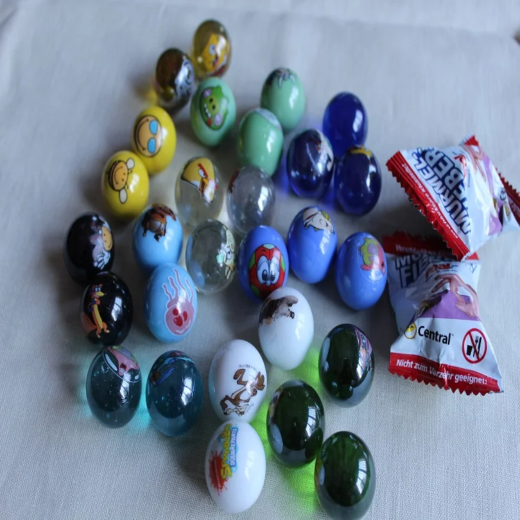Custom wholesale playing big toy solid printed glass marbles balls
