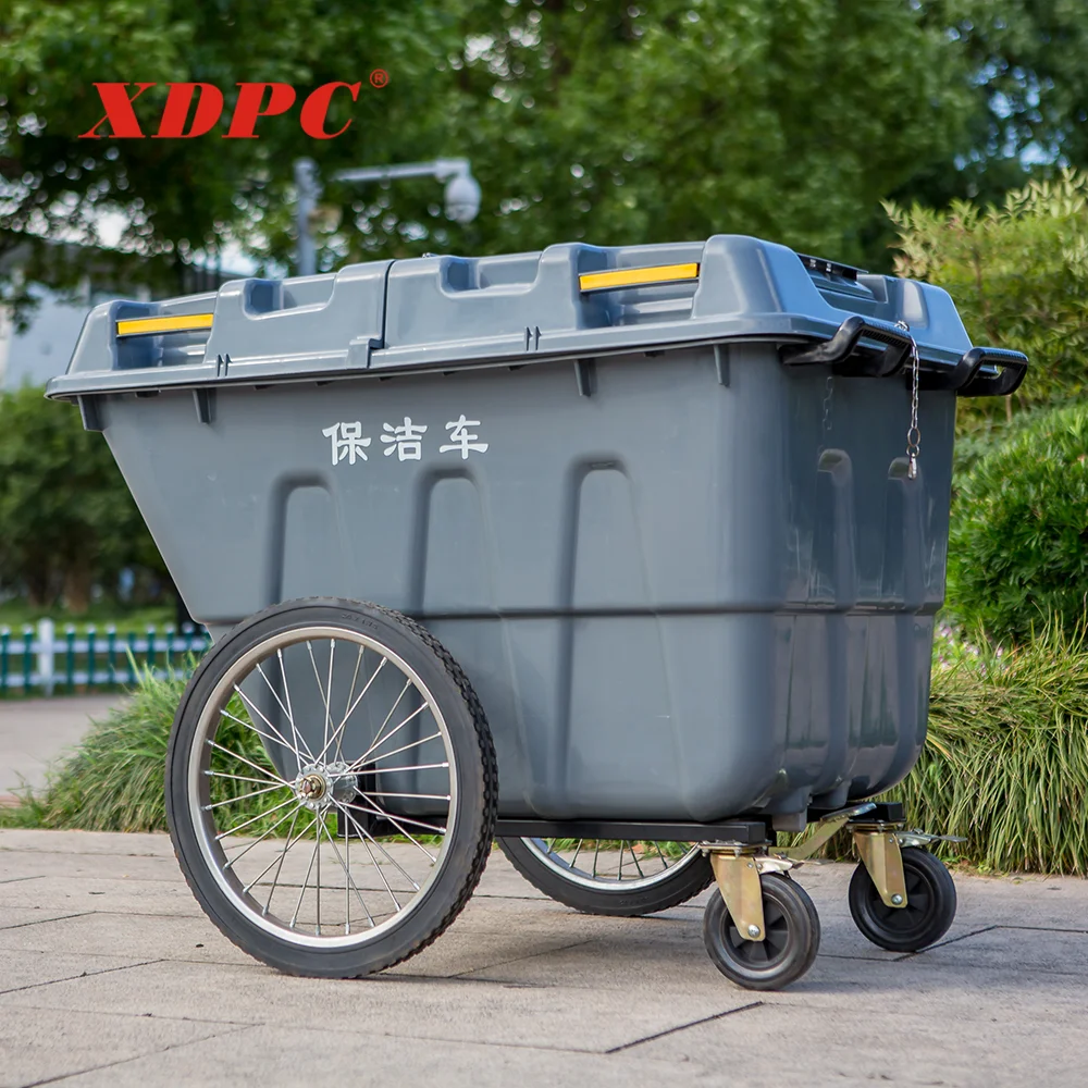 Industry mobile outdoor 400 liter plastic garbage container dustbin cart