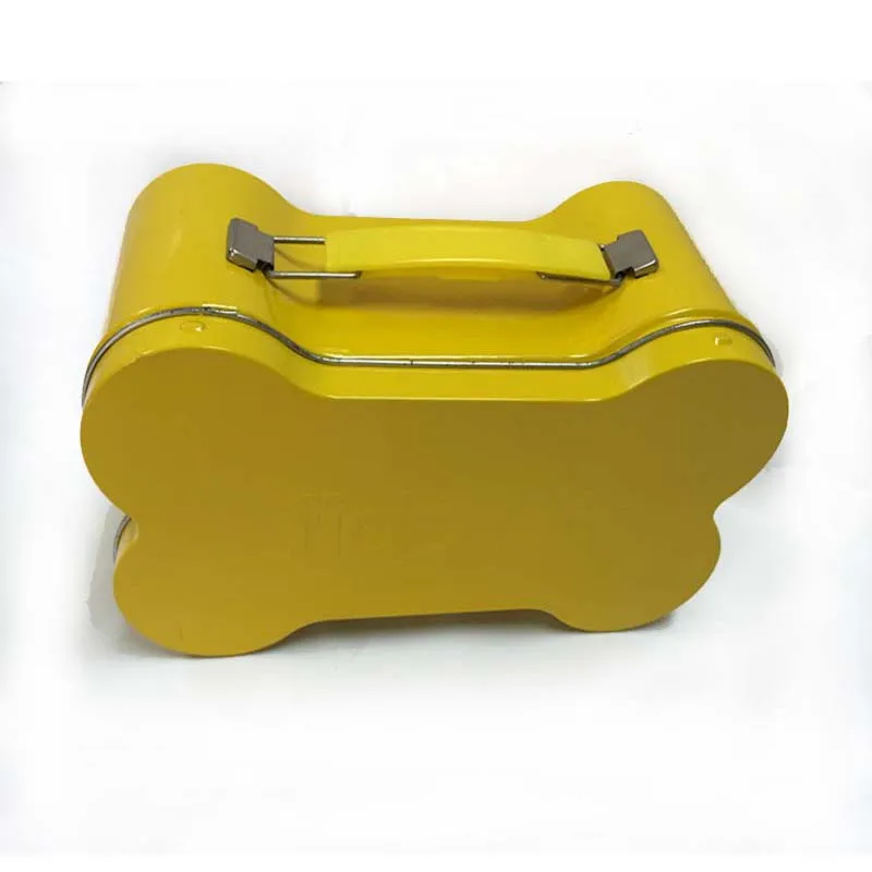 Жестяной Ланч-бокс в форме кости собаки, коробки для хранения еды для собак