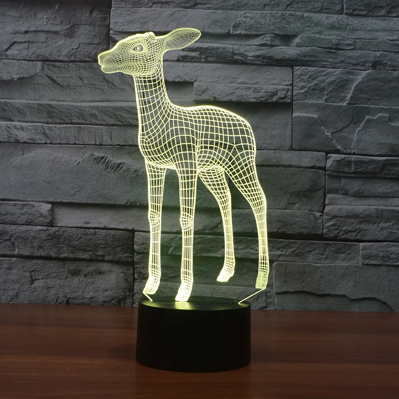 7 Color Changing 3D Lamp Christmas Elk Deer LED Lamp For Kids Magic Ball Mushroom Night Light Toy Night Light FS-3175