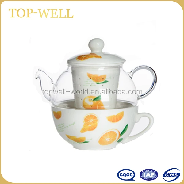 restore ancient ways style tea for one set teapot glass teapot with infuser and cup
