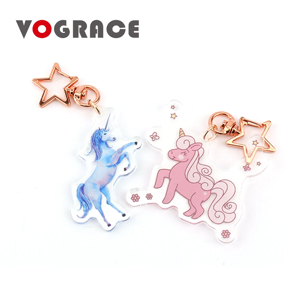 Vograce High quality clear two side printed vograce custom acrylic keychain