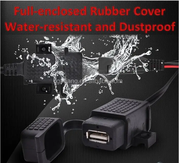 SAE to USB Cable Adapter Waterproof USB Charger Quick 2.1A Port with Inline Fuse for Motorcycle Cellphone Tablet GPS and More