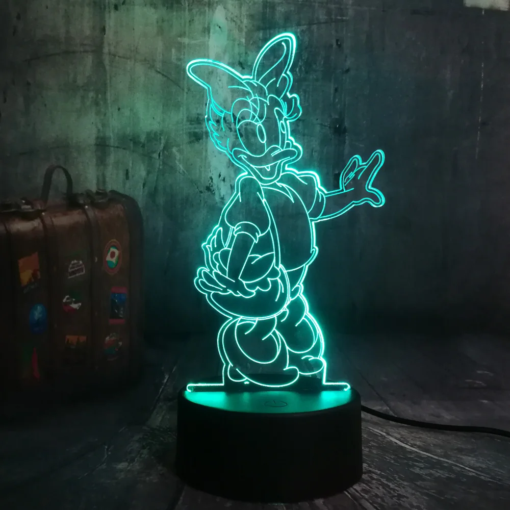 Remote Control Lovely Girls Cute Daisy Duck Donald Lover 7 Color Change 3D LED Night Light Child Desk Lamp Birthday Christmas