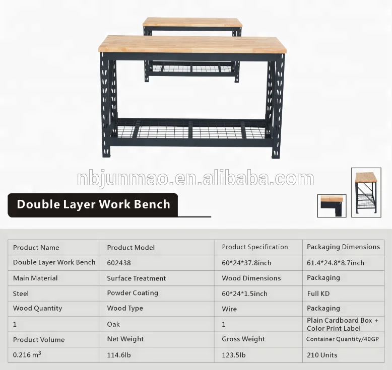 Heavy duty 60inch Industrial Garage Workbench DIY