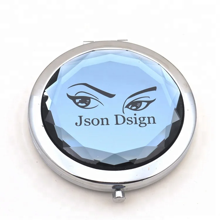 Cosmetics Store Promotion Gift Fashion Portable Crystal Folding Makeup Mirror Small Pocket Hand Mirror Beauty Vanity Use Box
