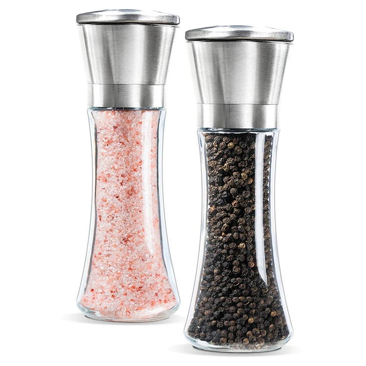 New Trend Product Hot Sale kitchen accessories Manual 304 Stainless Steel Glass Salt Pepper Grinder