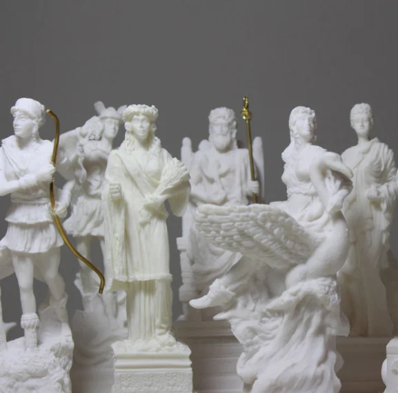  Греческая богиня греческие боги римская фигурка Zeus Ares Aphrodite Athena Alabaster статуя Hestia Demeter Hephaestus Poseidon