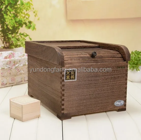 Kitchen Wood Insect Prevention Dampproof Rice ,Cereals Storage Box