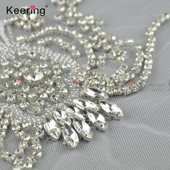 wholesale handmade white pearl beaded bridal waist belt for wedding dress WRA-845