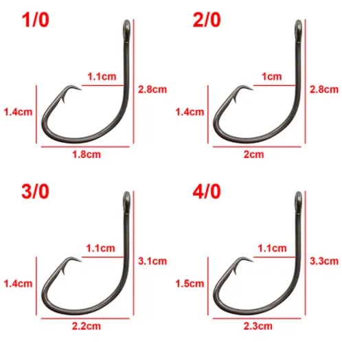 
High Carbon Steel Black Offset Sport Circle Fishing Hook Size 1 2 4 6 1/0 2/0 3/0 4/0 5/0 6/0 7/0 8/0 9/0 10/0 