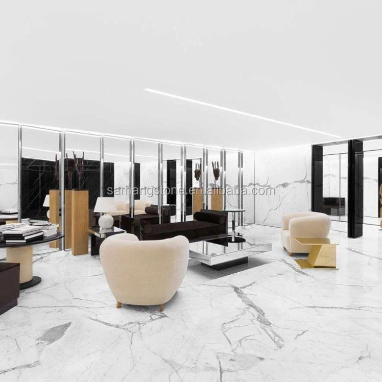 Italy High Grade Polished Statuario Marble Floor Tiles