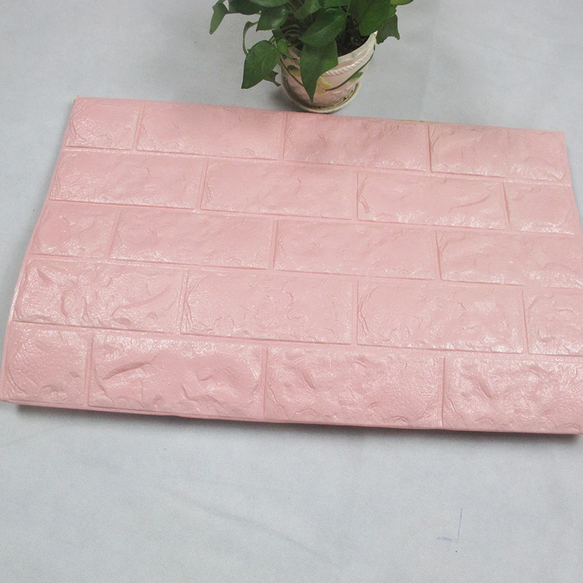 Pink White PE Wall Panels 3d Brick Wallpaper 3d Foam Wall Stickers for Home Decoration