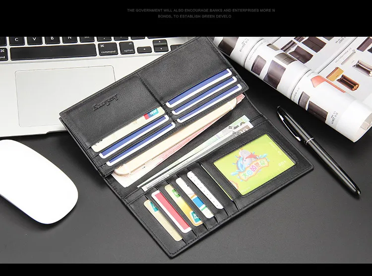 Baellerry 2018 new Style mens long Section PU leather Grid Pattern wallets