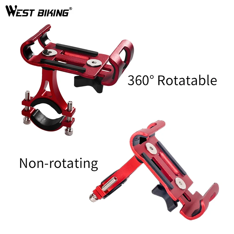 WEST BIKING 3.5-6.5 inch Cycling Aluminum Alloy Bike Phone Holder For Bike Phone Mount Bicycle Motorcycle Cell Phone Holders