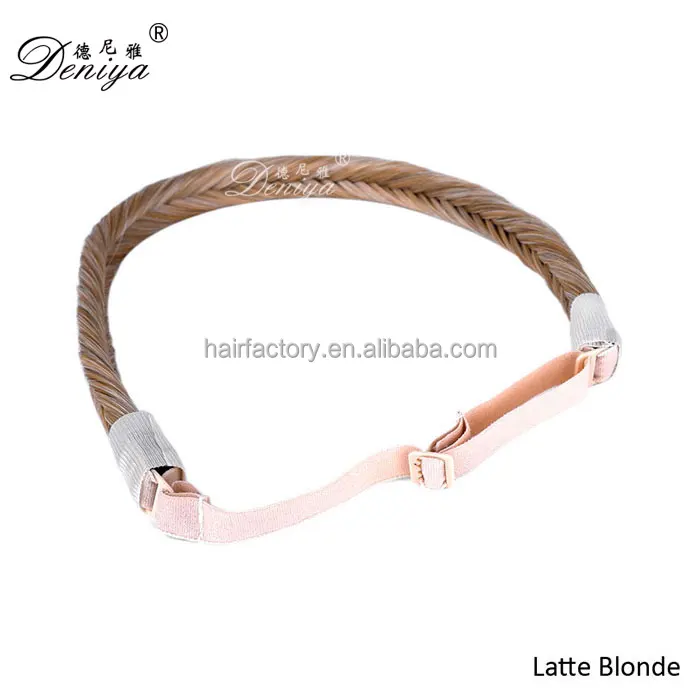 
Hot sale synthetic fishtail braided headbands elastic stretch hair pieces 