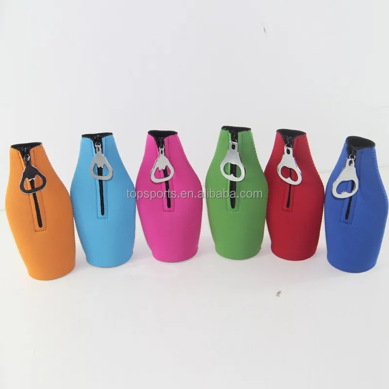 Printed Customized Zip/ Neoprene Beer Cooler With a bottle opener