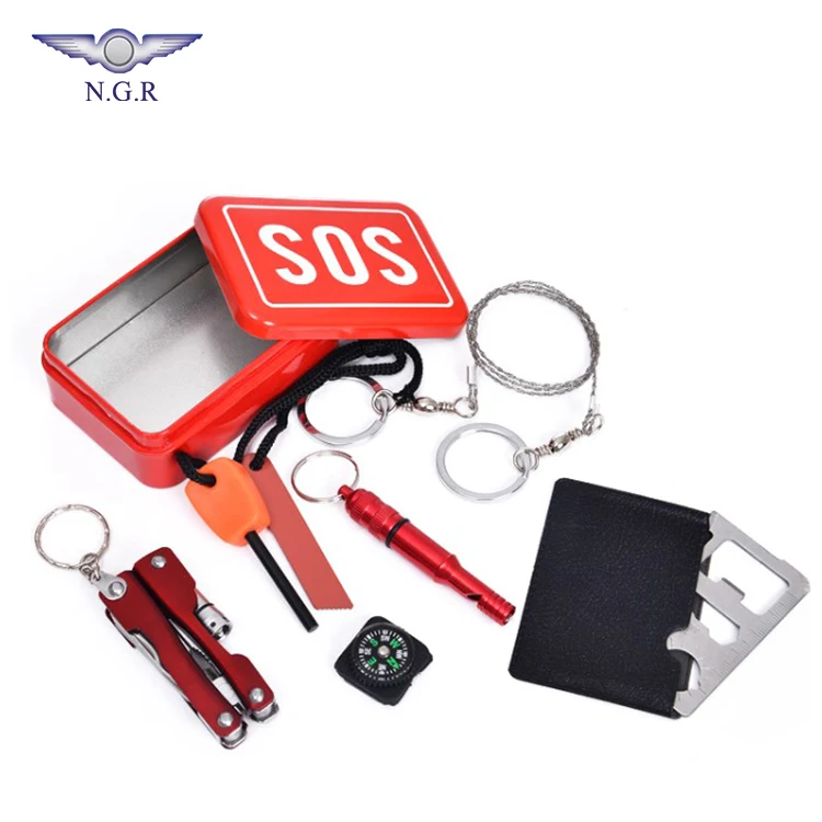 Wholesale SOS Survival Kit Outdoor Emergency for Camping Hiking Travelling or Adventures