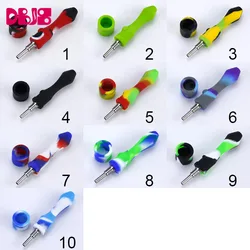 Easy Cleaning  Silicone Smoking Pipe with Titanium nail Dabber Rig Custom Nectar Logo Collector