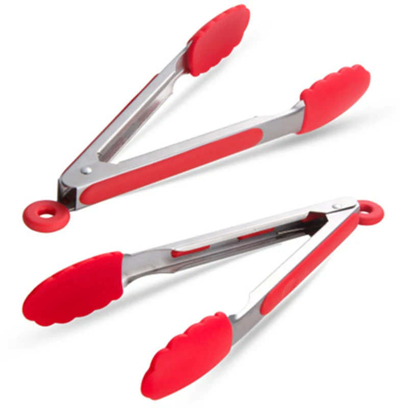 Heat resistant Silicone kitchen grill bbq tongs , food service bread and salad Clip for cooking