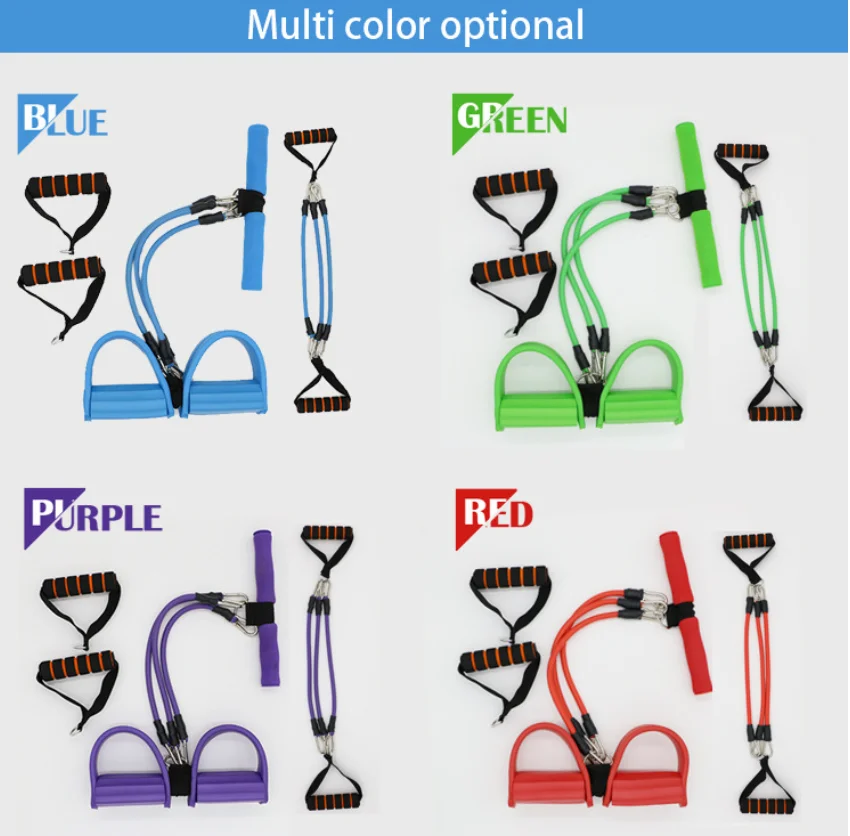 factory free customized logo  Hot Customized Foot Pedal Elastic Pull Rope Stretch Leg Exerciser /Resistance band for home