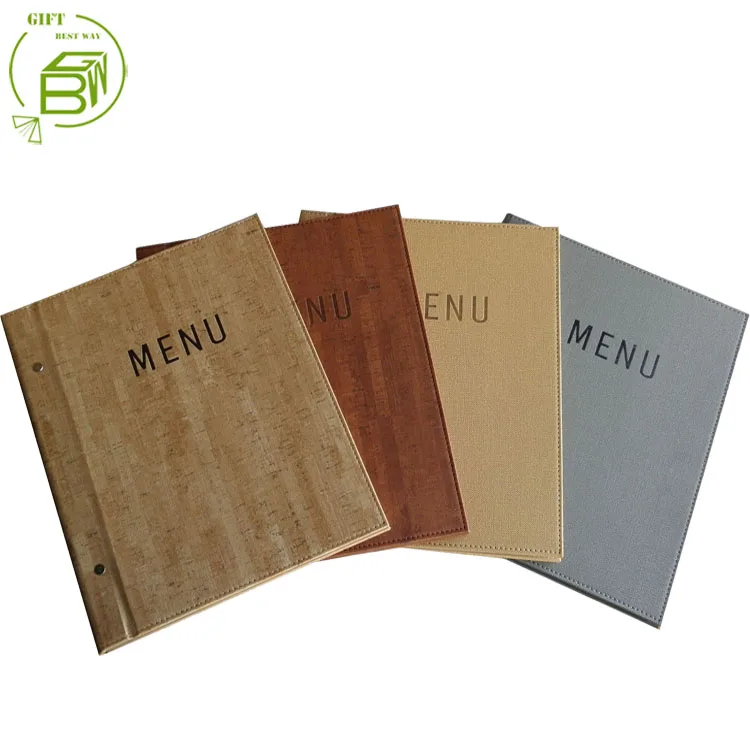 Price Competitive Wholesale A4 Size Menu Cover, Leatherette Menu Cover, Wood Grain Menu Cover