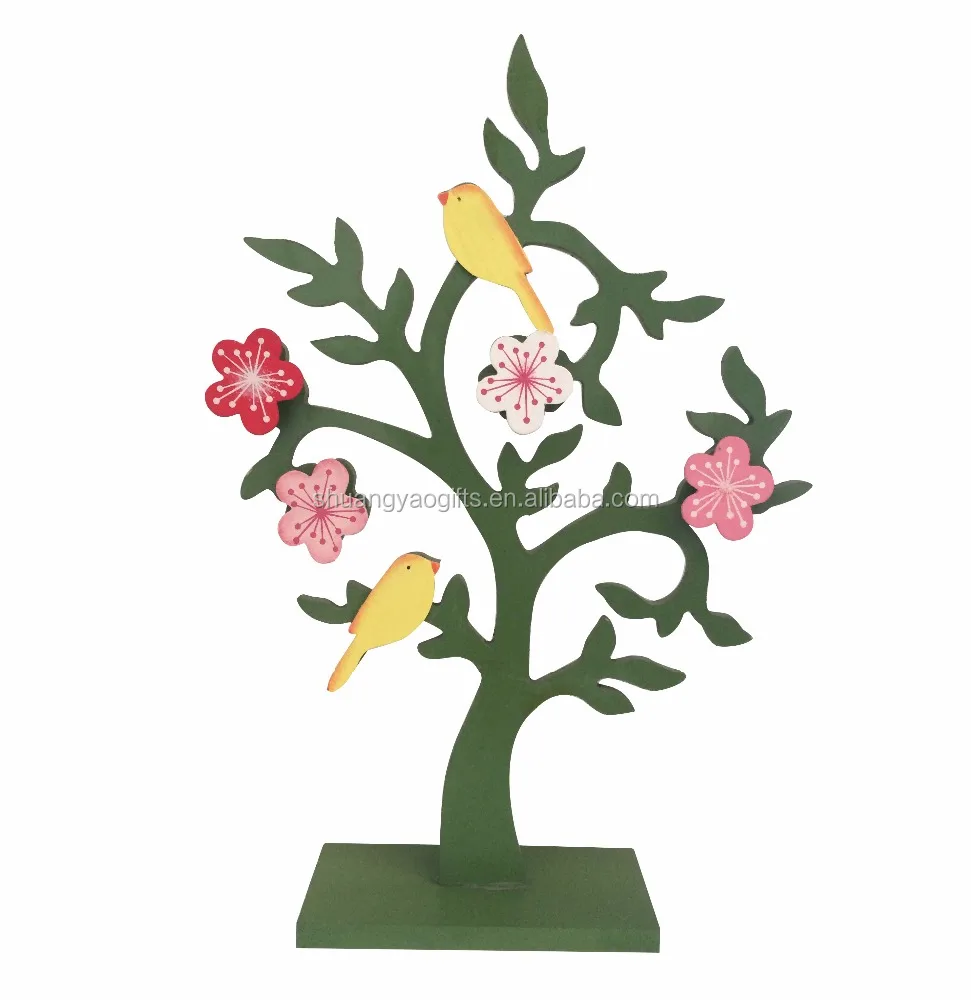 Wood easter deco Flower tree with bird easter wood home decorative gift