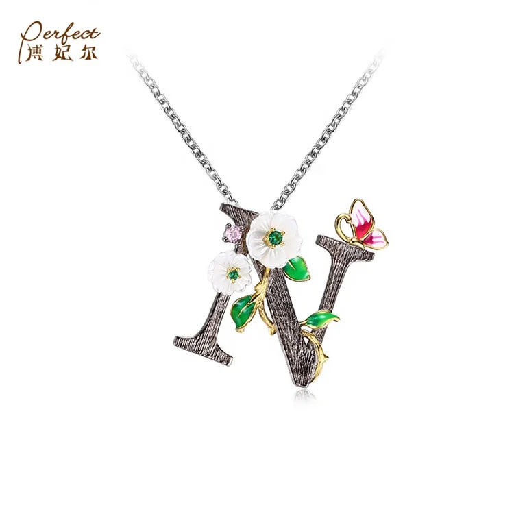 Perfect Factory Wholesale Gold Plated Letter N Pendant New Design AZ 925 Sterling Silver Pendant