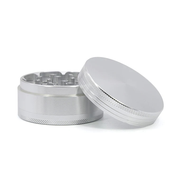 Custom Logo 3 Part Silver Spice Grinder Herb Tobacco Grinder 63 mm Herbal Grinder