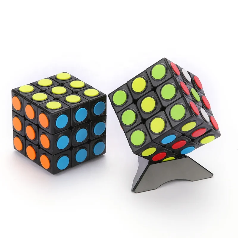 Guaranteed quality unique educational desk game 6cm plastic toy 3x3 magical cube with color dot