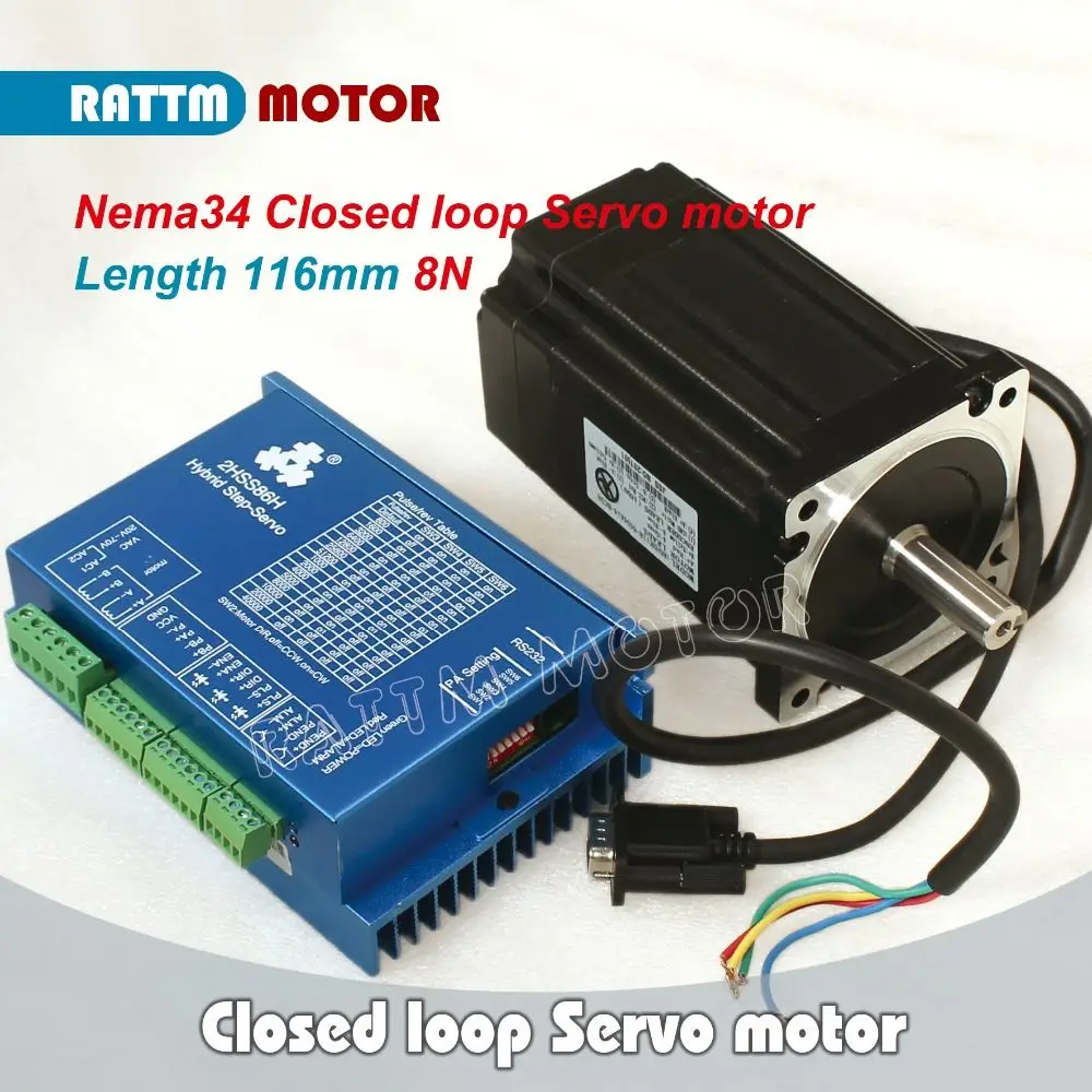 
EU SHIP Nema34 116mm 8N.m Closed-Loop Hybrid Servo motor 6A 2-Phase & 2HSS86H Hybrid Step-servo motor Driver Controller 8A 