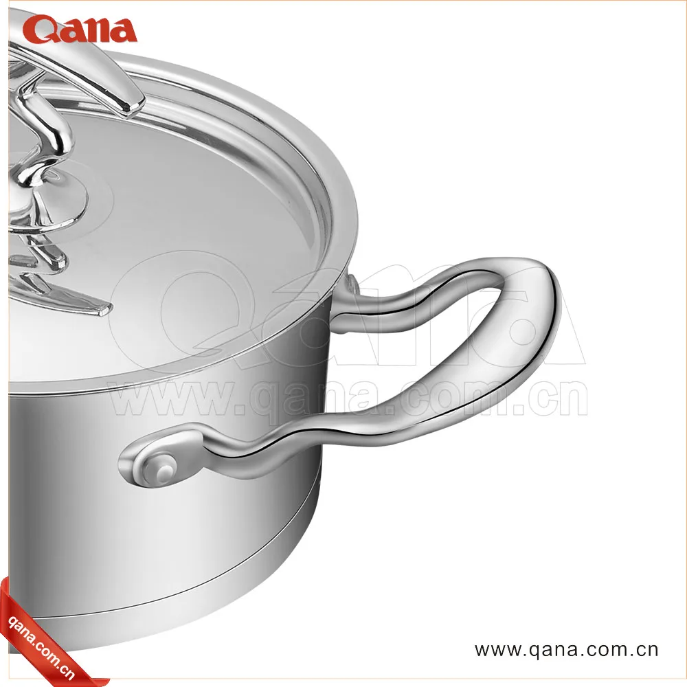 QANA Factory Wholesale OEM Stainless Steel kitchen accessory induction Cookware Set soup stock cooking pot fry pan nonstick