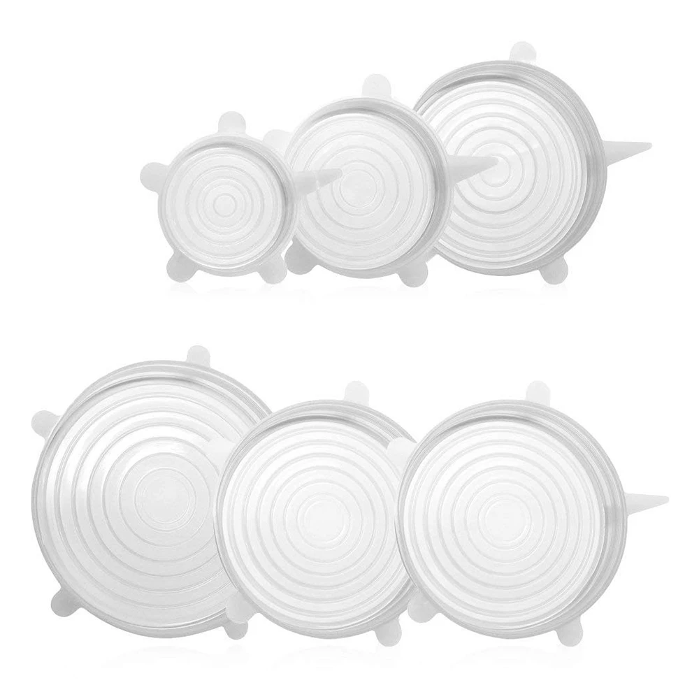 Amazon Hot Selling As Seen On TV Flexible 6 Pack Silicone Stretch Lids Set Of Various Siz