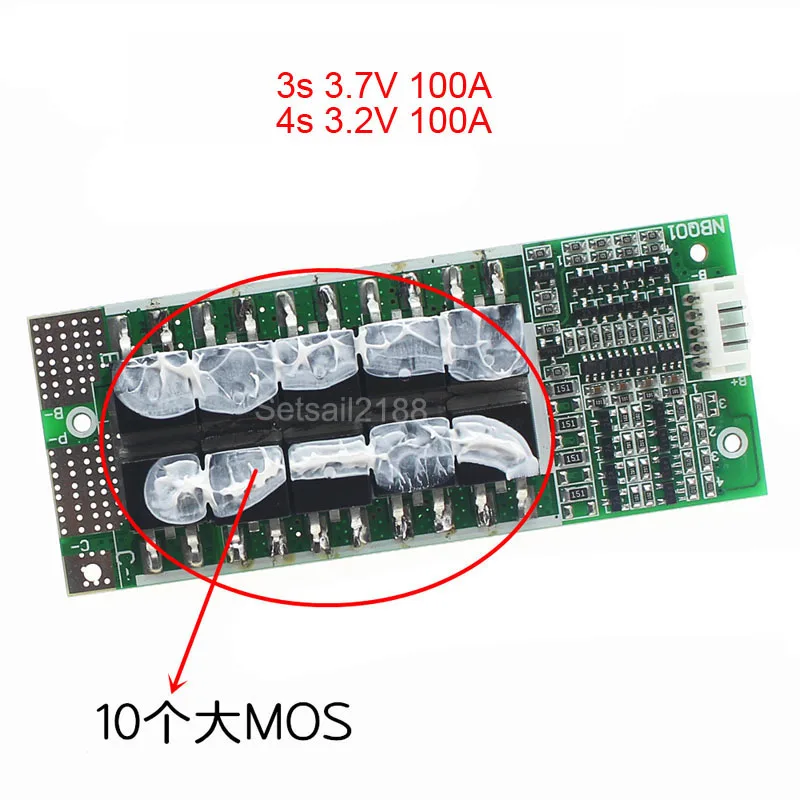 BMS 3s 12V 4s 12.8V 100A PCB Lithium 18650 LiFePo4 Battery Cell Protection circuit Board with Balance function
