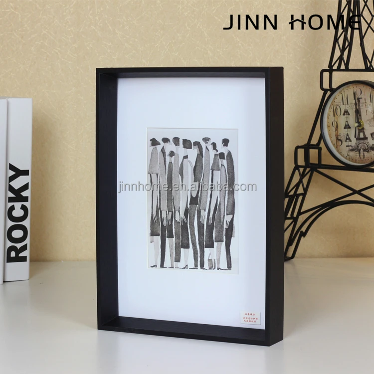
3 D Shadow Box Black Dark Photo frame Picture Frames Set Wall Gallery Collage Frames with Hanging Template 