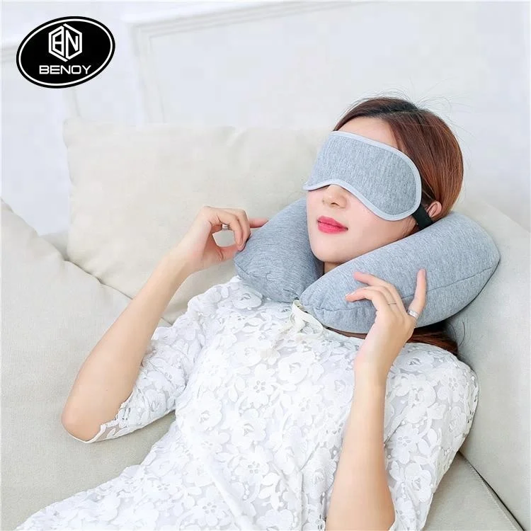 Лидер продаж, набор для путешествий Amazon airline с надувной подушкой, маска для глаз, Тапочки